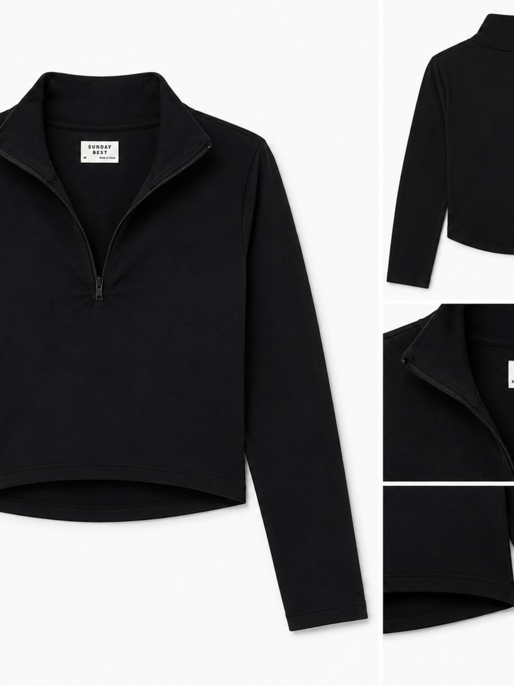 Sunday Best Black Quarter-Zip Cropped Turtleneck Sweater